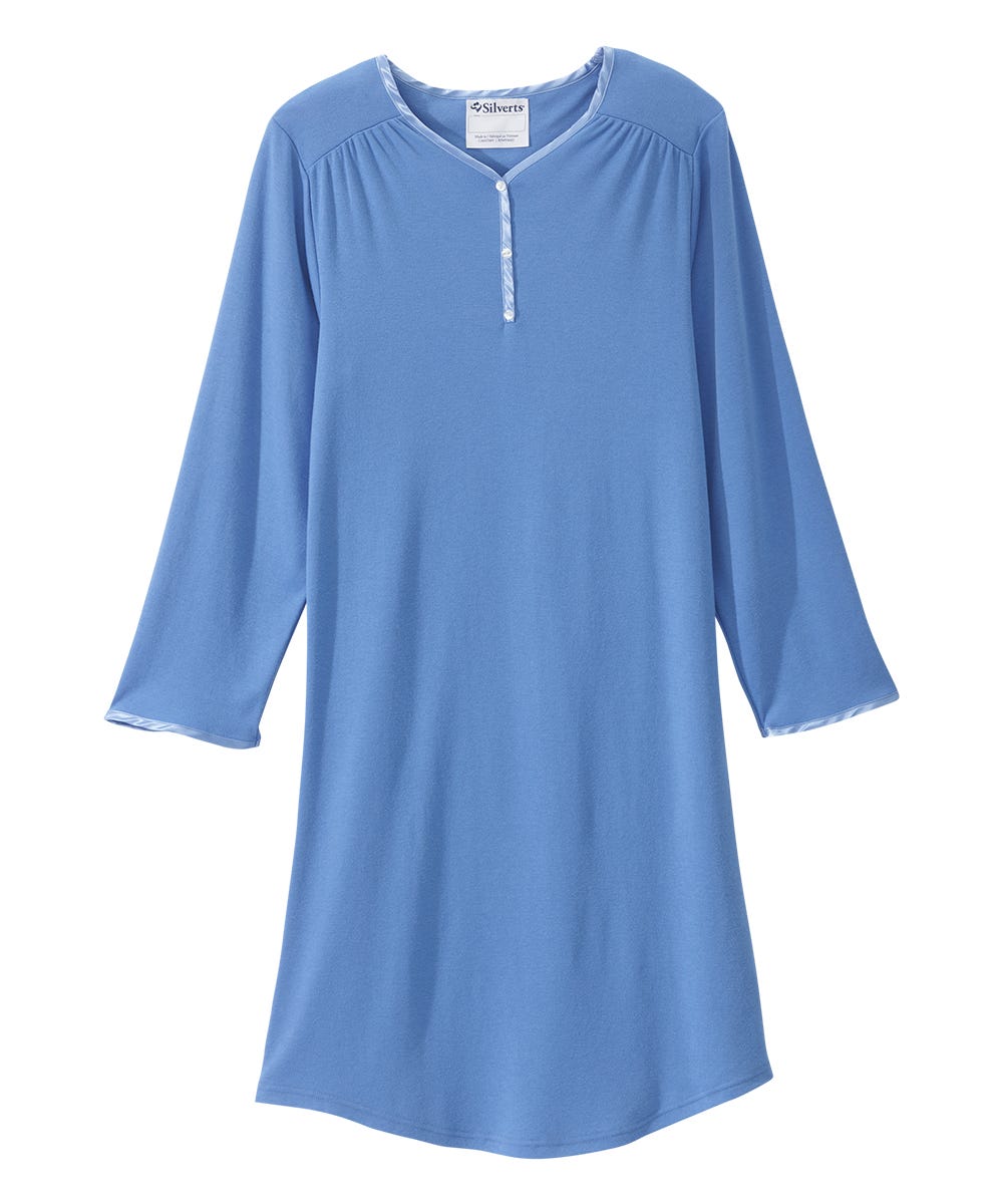 Women's Open Back Henley Nightgown