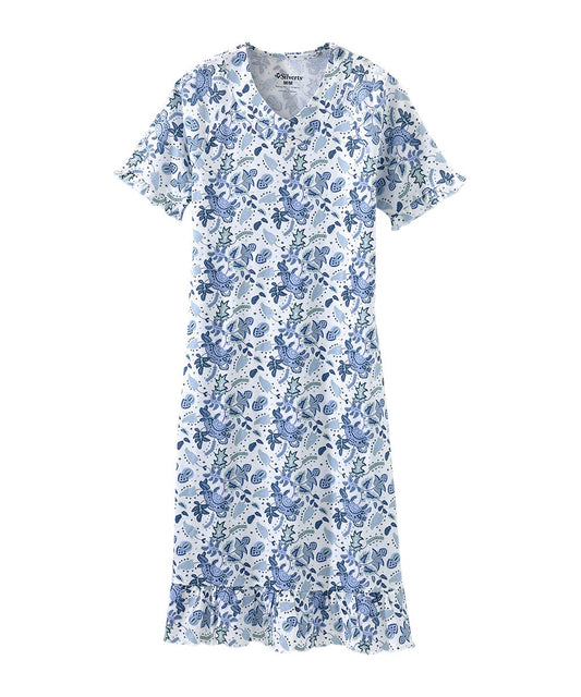 Women's Open Back Ruffle Hospital & Home Care Gown