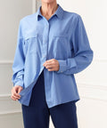 Magnetic Button Long Sleeve Blouse