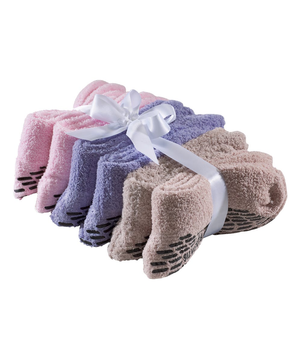 Mens / Womens Non Skid Hospital Socks - 6 Pack Slipper Socks