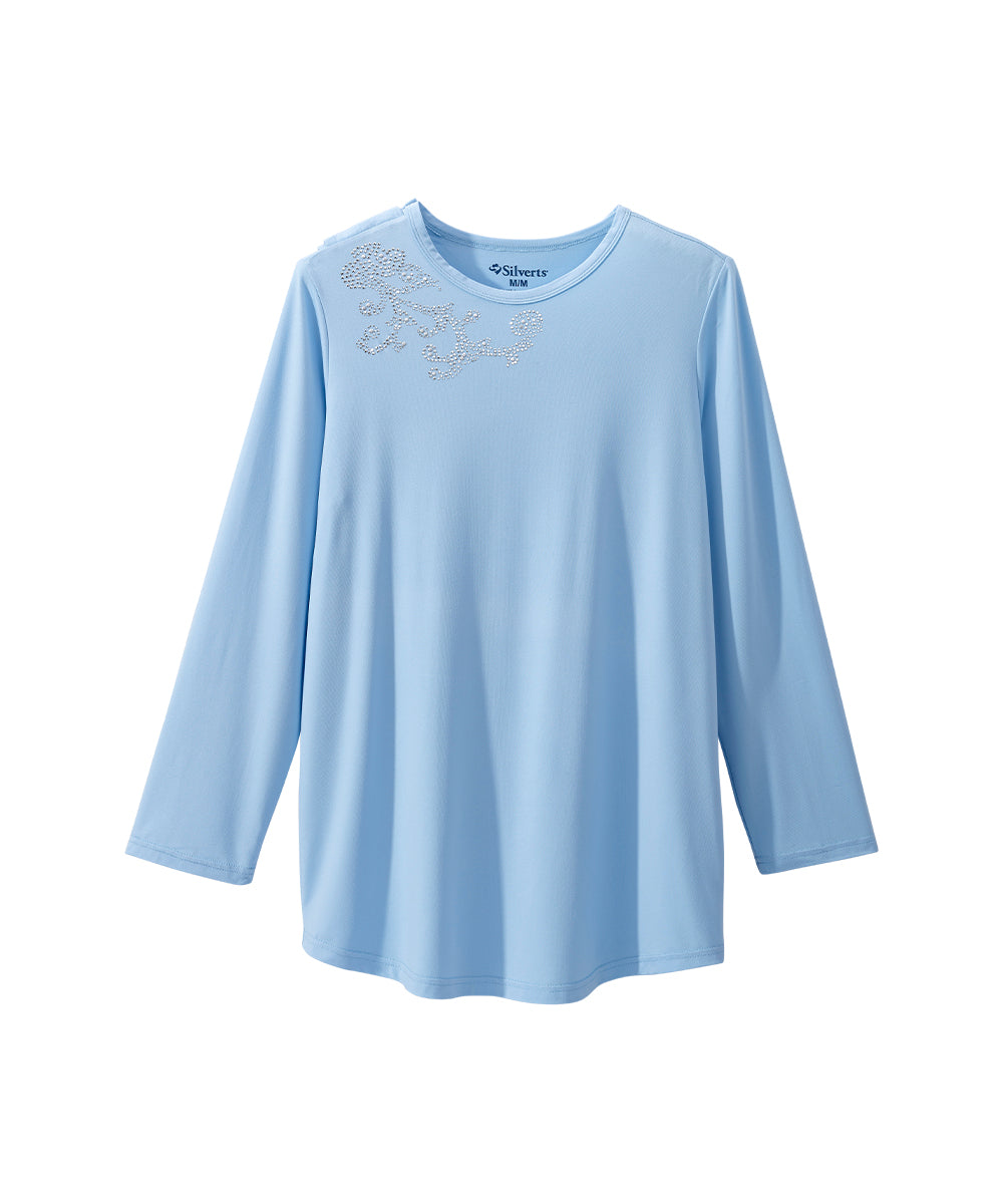 Women's Open Back Embellished Long Sleeve Top