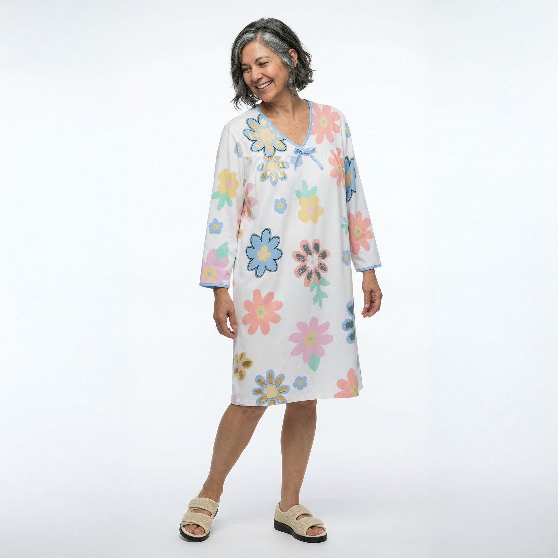 Women's Soft Bow Open Back Nightgown