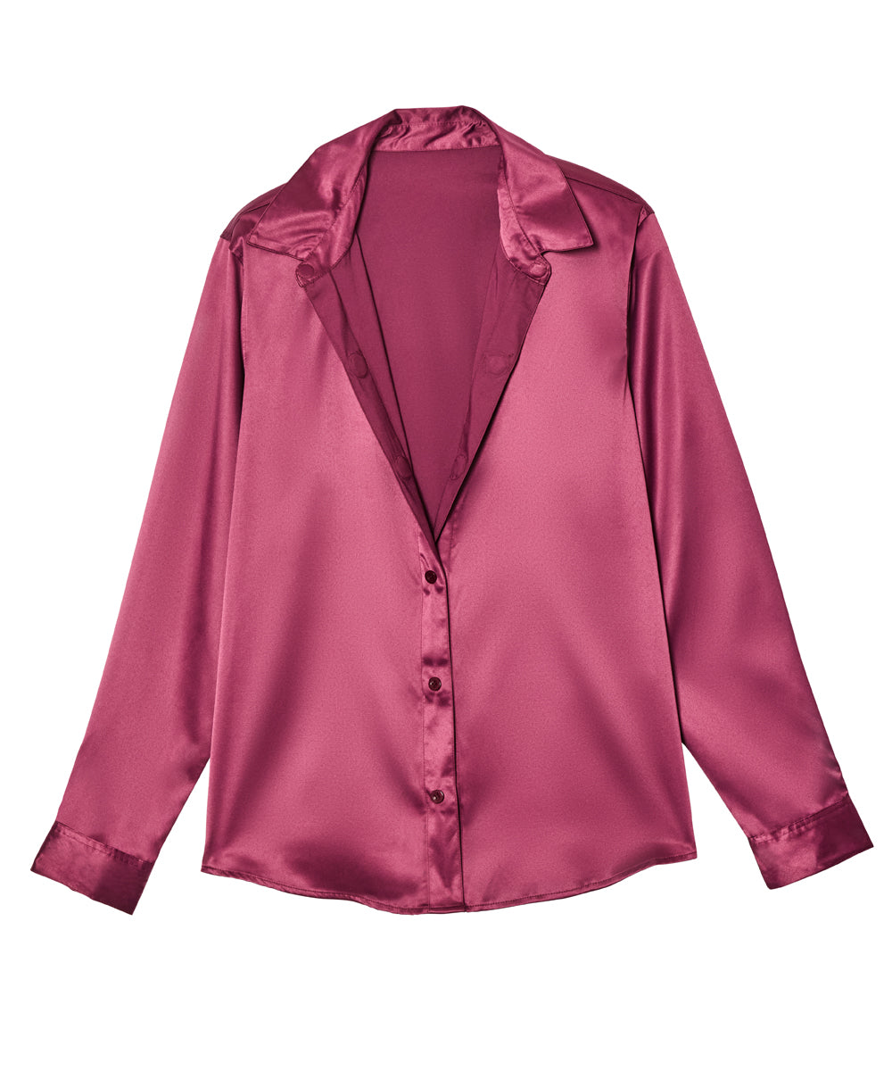 Women’s Satin Magnetic Button Blouse