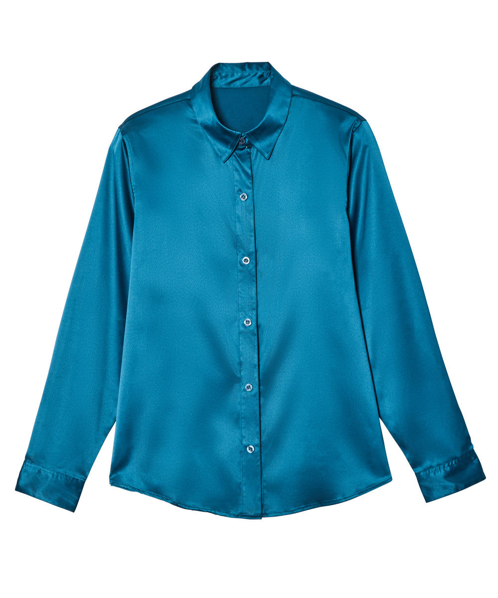 Women’s Satin Magnetic Button Blouse