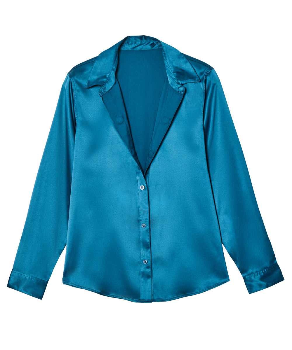 Women’s Satin Magnetic Button Blouse