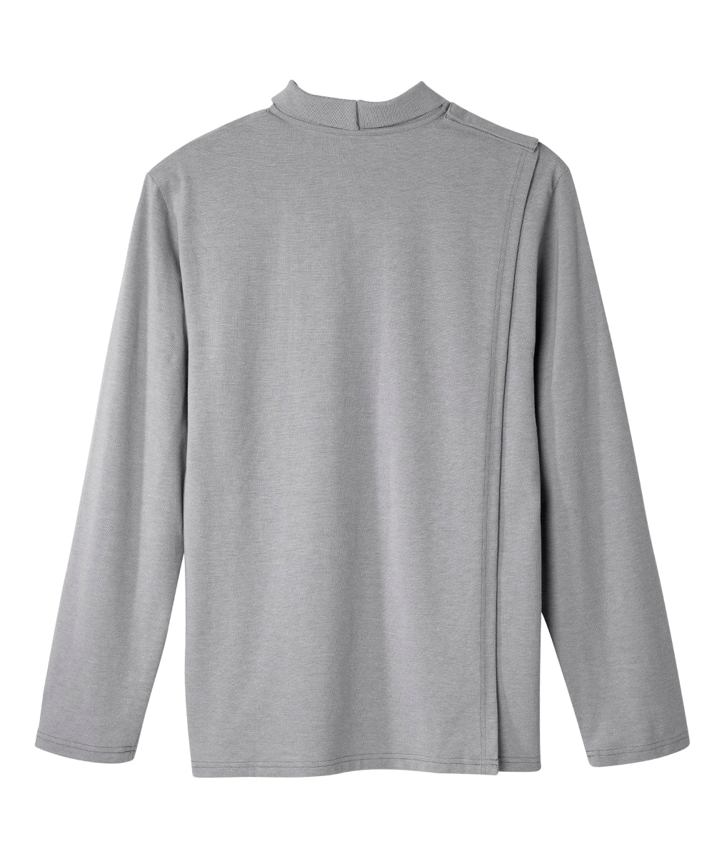 Men's Adaptive Open Back Polo Shirt with Long Sleeves