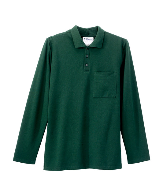 Men's Adaptive Open Back Polo Shirt with Long Sleeves