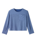 Women's Open Back Relaxed Ribbed Long Sleeve Top