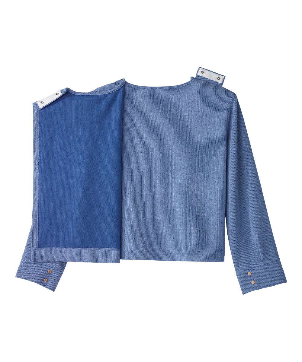 Women's Open Back Relaxed Ribbed Long Sleeve Top