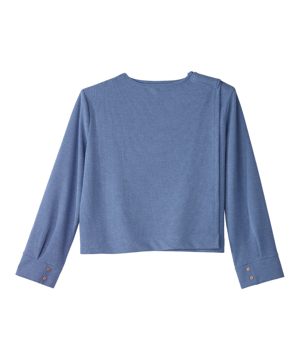 Women's Open Back Relaxed Ribbed Long Sleeve Top