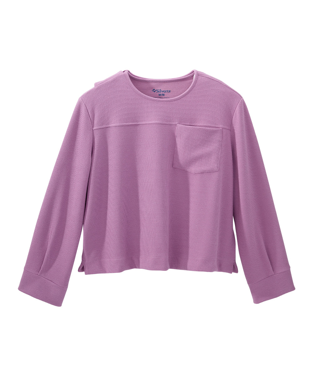 Women's Open Back Relaxed Ribbed Long Sleeve Top