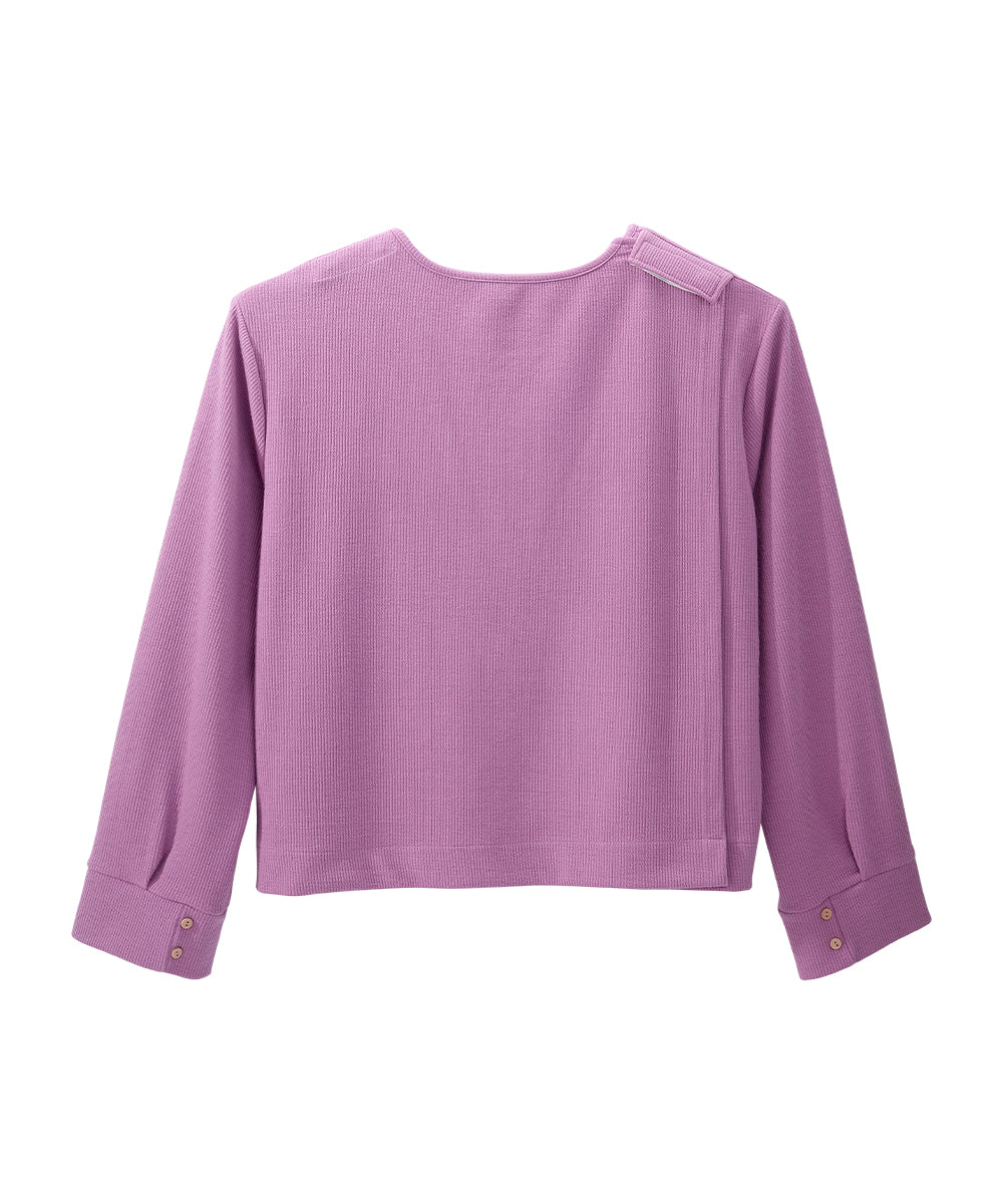 Women's Open Back Relaxed Ribbed Long Sleeve Top