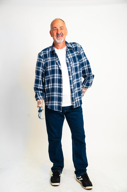 Men’s Flannel Magnetic Button Long Sleeve Shirt