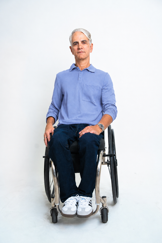 Men's Adaptive Open Back Polo Shirt with Long Sleeves