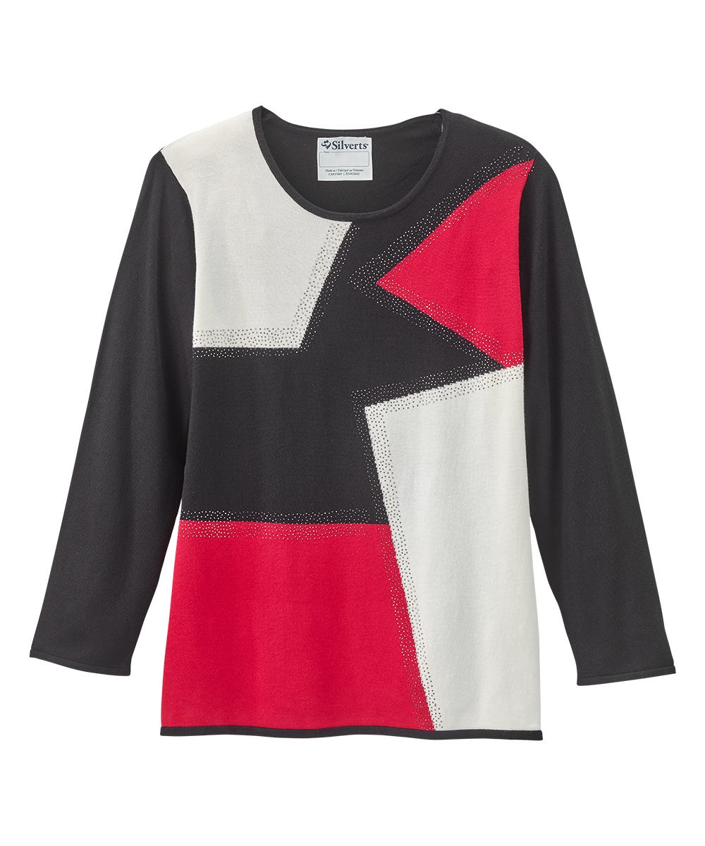 Women's Open Back Color Blocked Long Sleeve Sweater