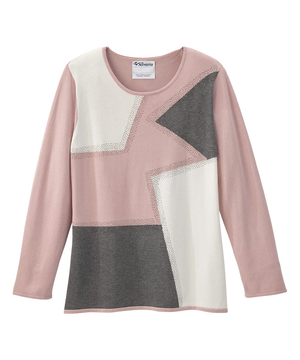 Women's Open Back Color Blocked Long Sleeve Sweater