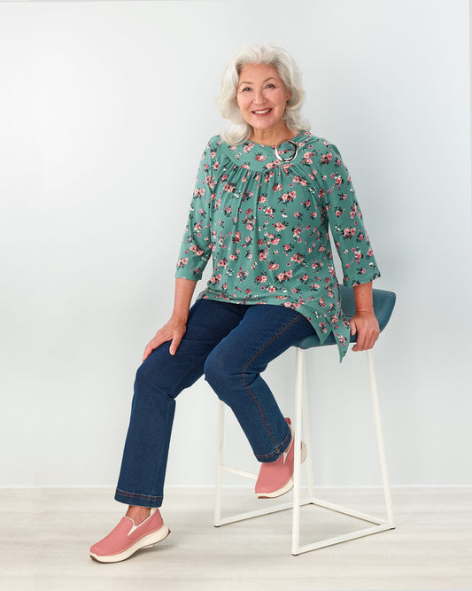 Women's Open Back Gathered Scoop Neck Top