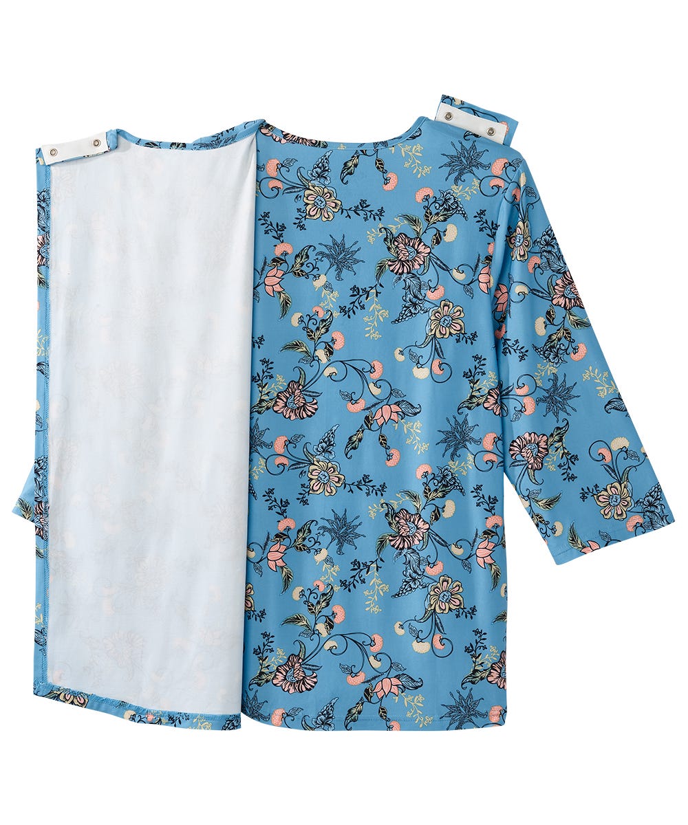 Women's Open Back Faux Button Top