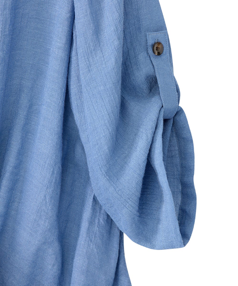 Women's Open Back Henley Top with Convertible Sleeves