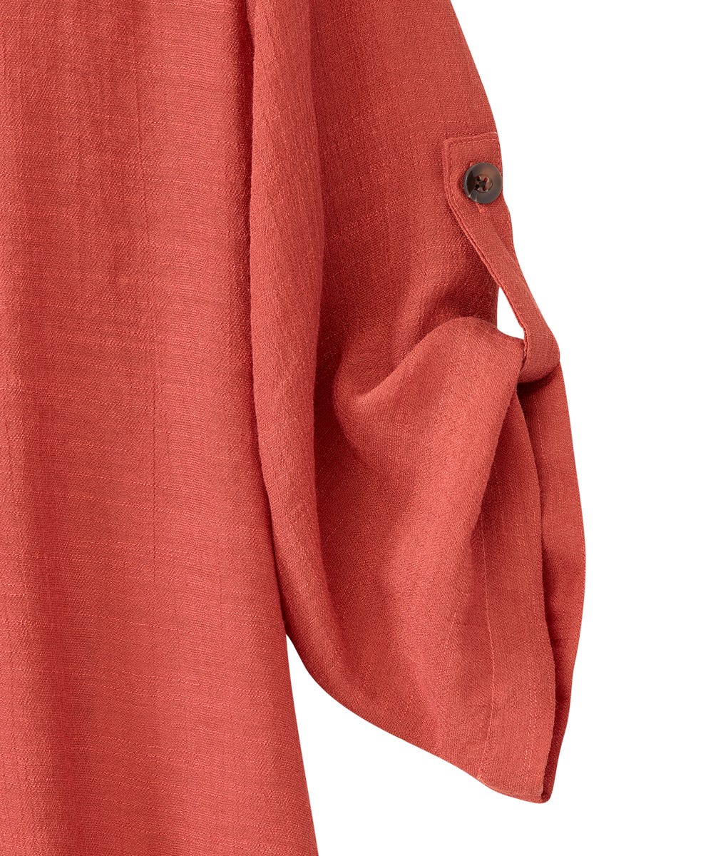Women's Open Back Henley Top with Convertible Sleeves