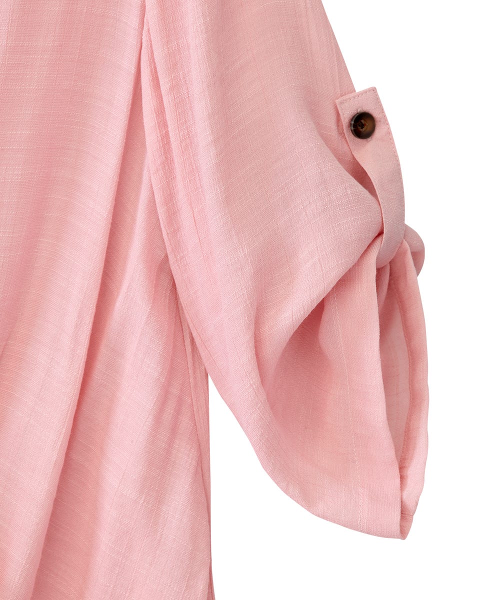 Women's Open Back Henley Top with Convertible Sleeves