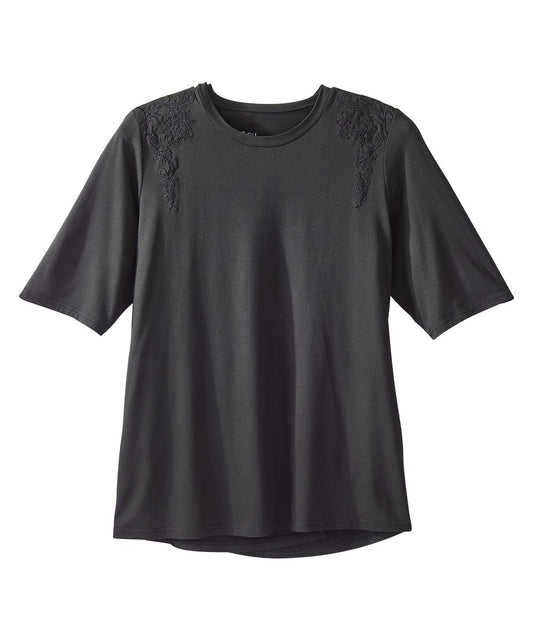 Women's Open Back Embroidered T-Shirt