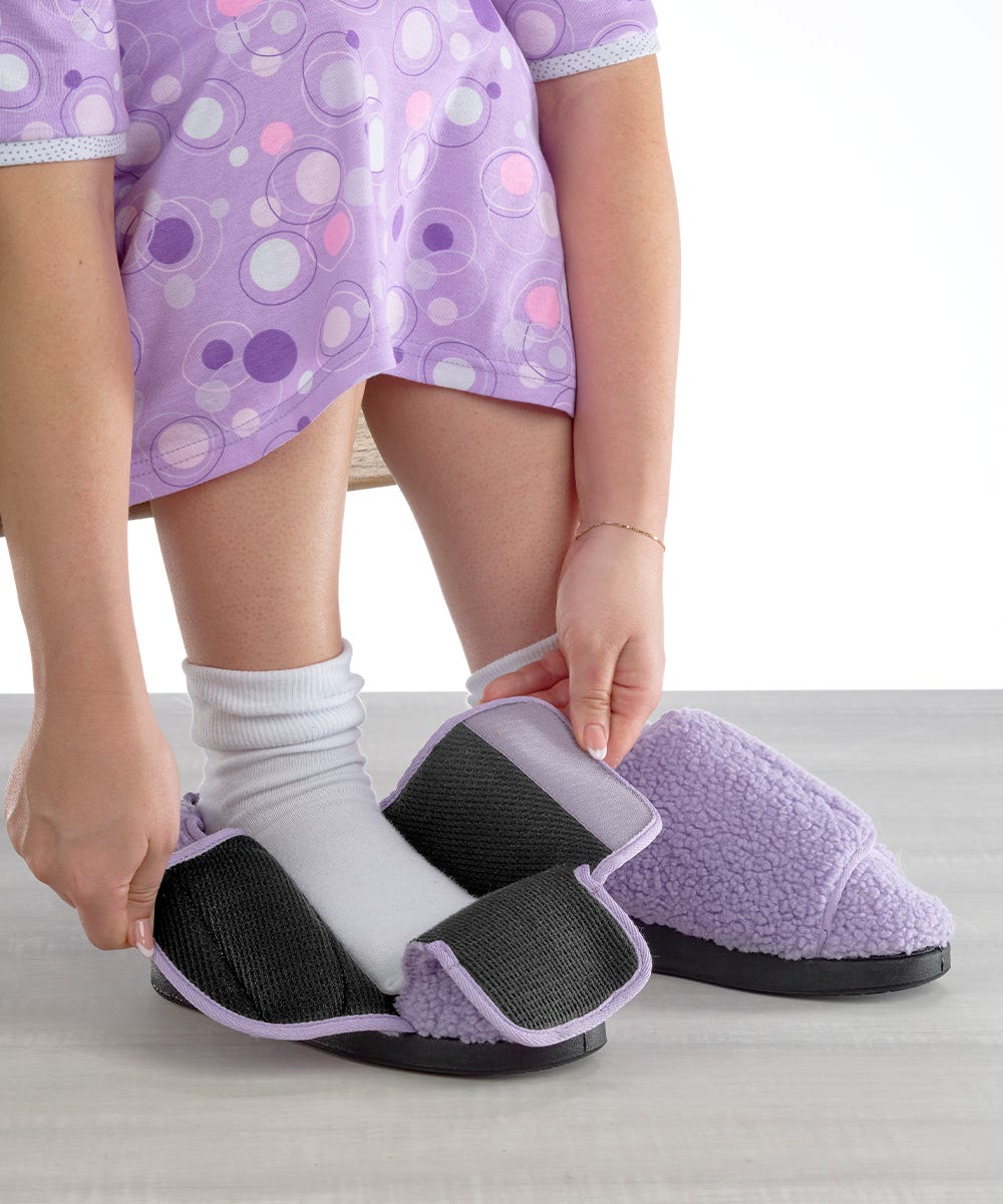 Womens Extra Extra Wide Easy Closure Slippers