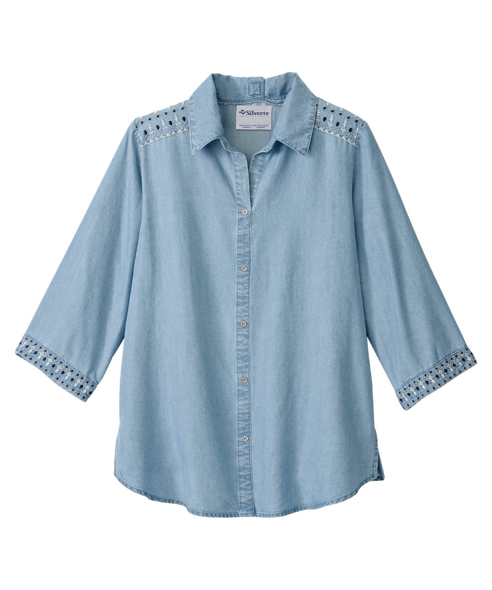 Women's Open Back 3/4 Sleeve Blouse - Clearance