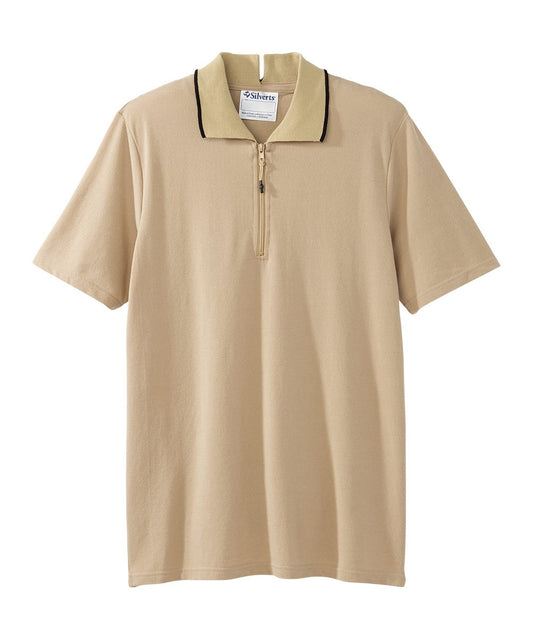 Men's Open Back Polo Shirt with Zip