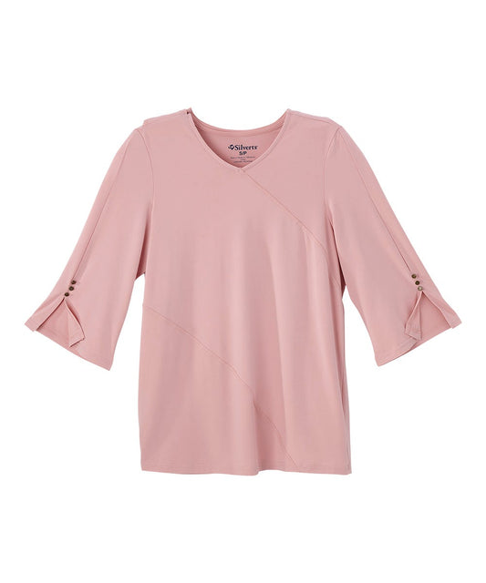 Women's Open Back Crepe V-Neck Top