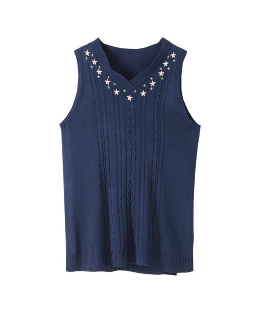 Women's Open Back Embroidered Sweater Vest