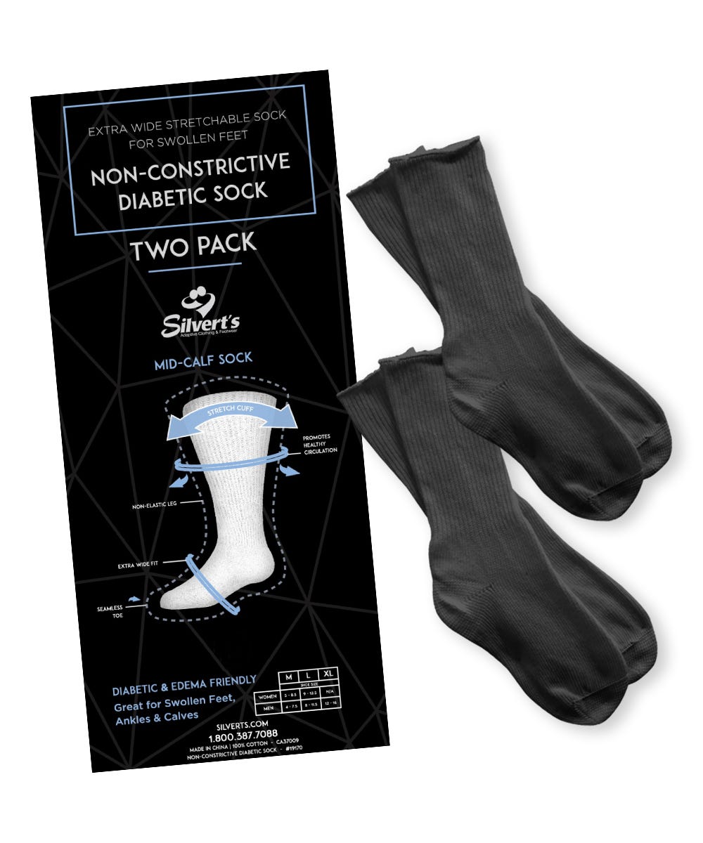 2 Pack - Extra Wide Edema Diabetic Socks for Men and Women