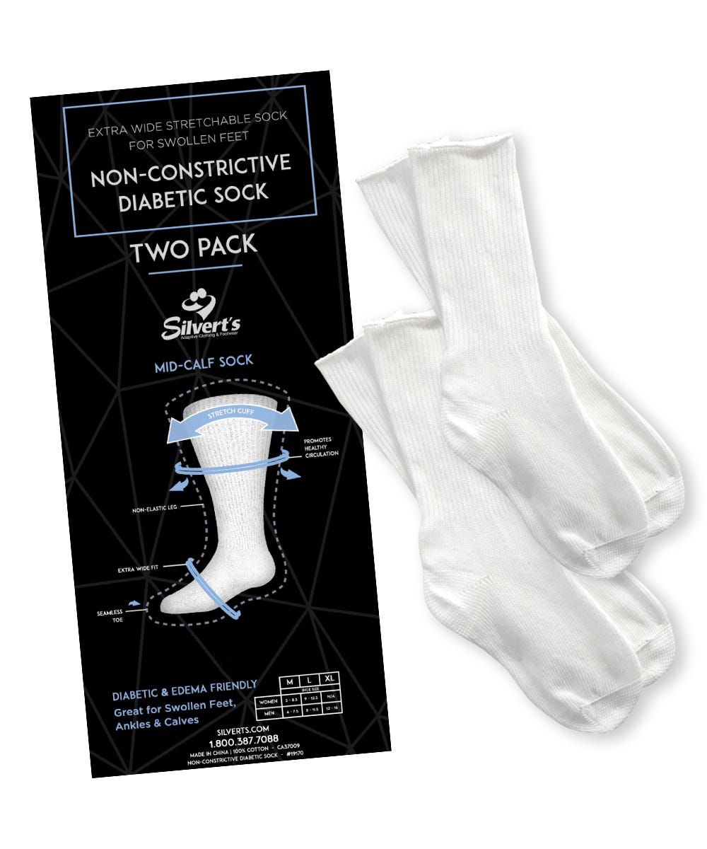 2 Pack - Extra Wide Edema Diabetic Socks for Men and Women