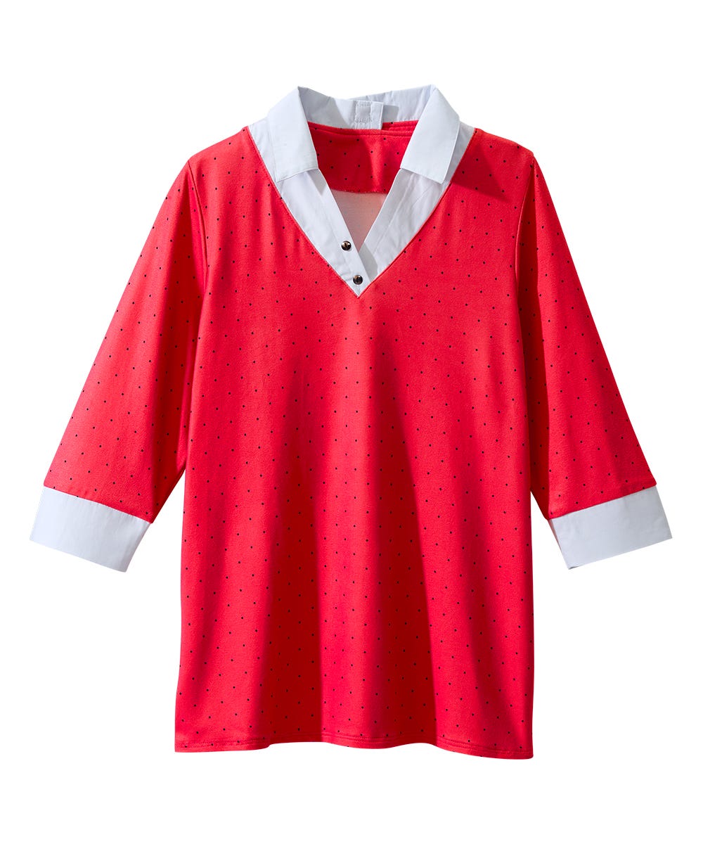 Women's Open Back 3/4 Sleeve Collared Top