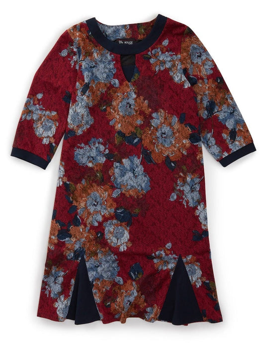 Women's Open Back Flounce 3/4 Sleeve Dress