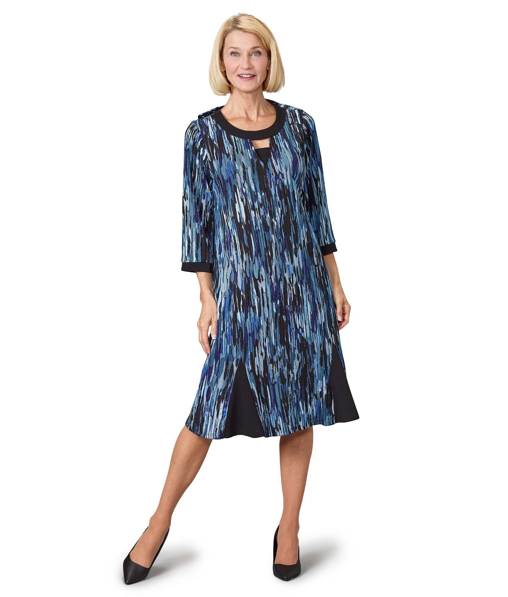 Women's Open Back Flounce 3/4 Sleeve Dress