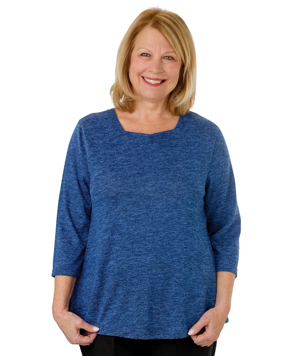 Women's Open Back 3/4 Sleeve Soft Top - Clearance