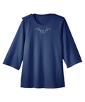 Women's Open Back 3/4 Length Sleeve Top with Embroidery