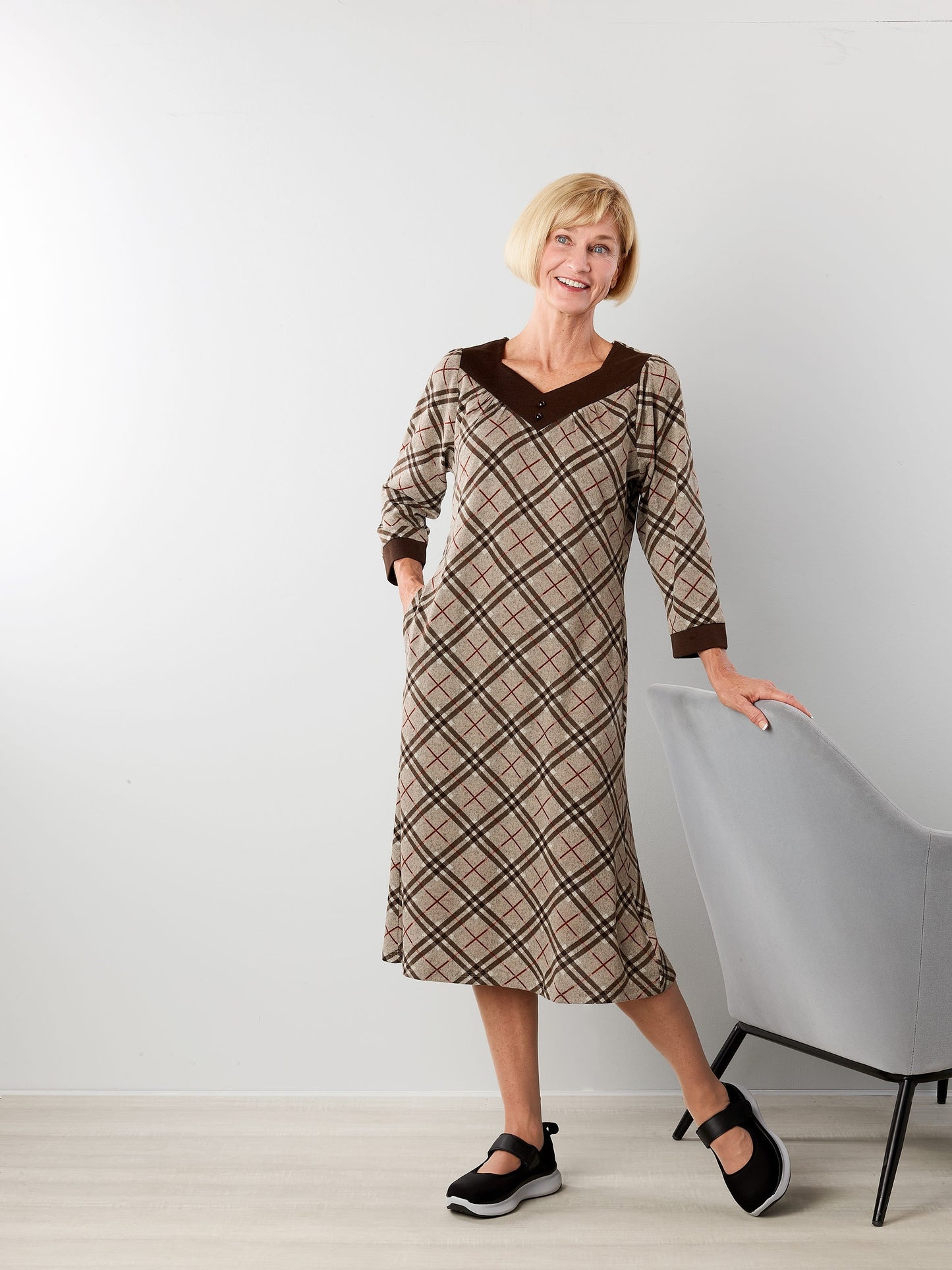 Women's Open Back Sweater Knit Dress Diamond Neckline - Clearance