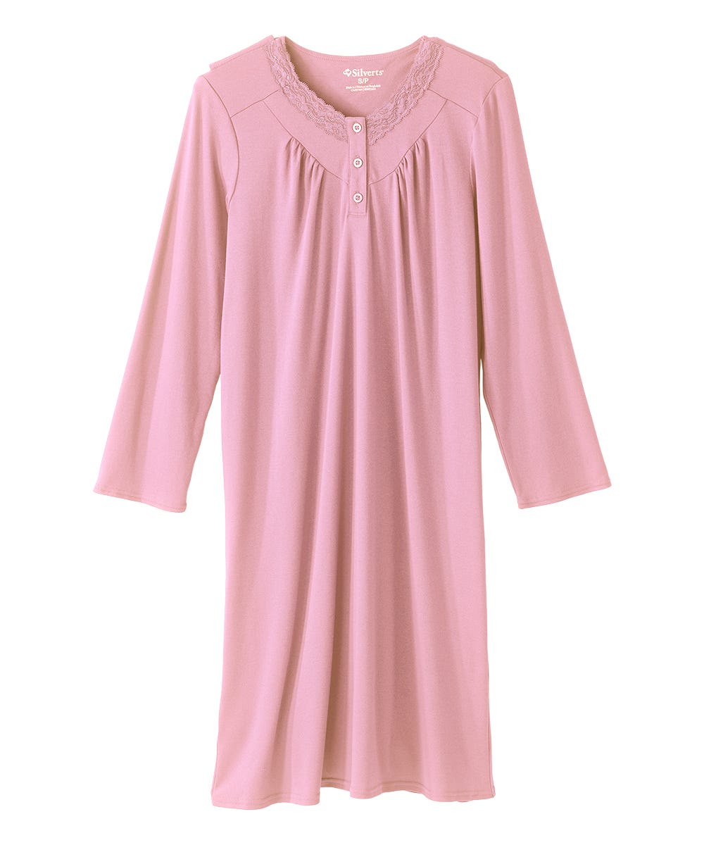 Women's No Peek Hospital & Home Care Gown with Lace Neckline - Clearance