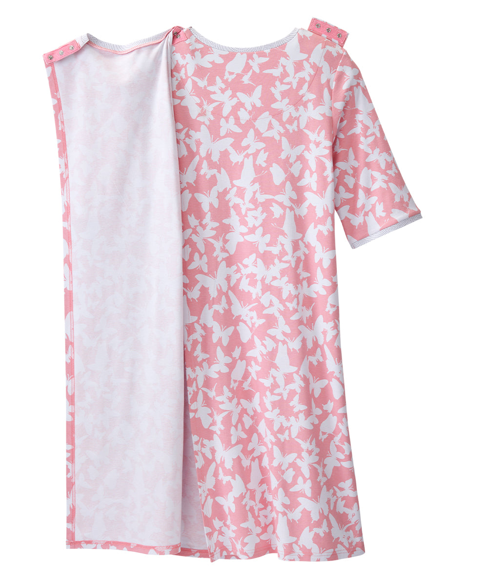 Open Back Knit Nightgown with Lace Trim