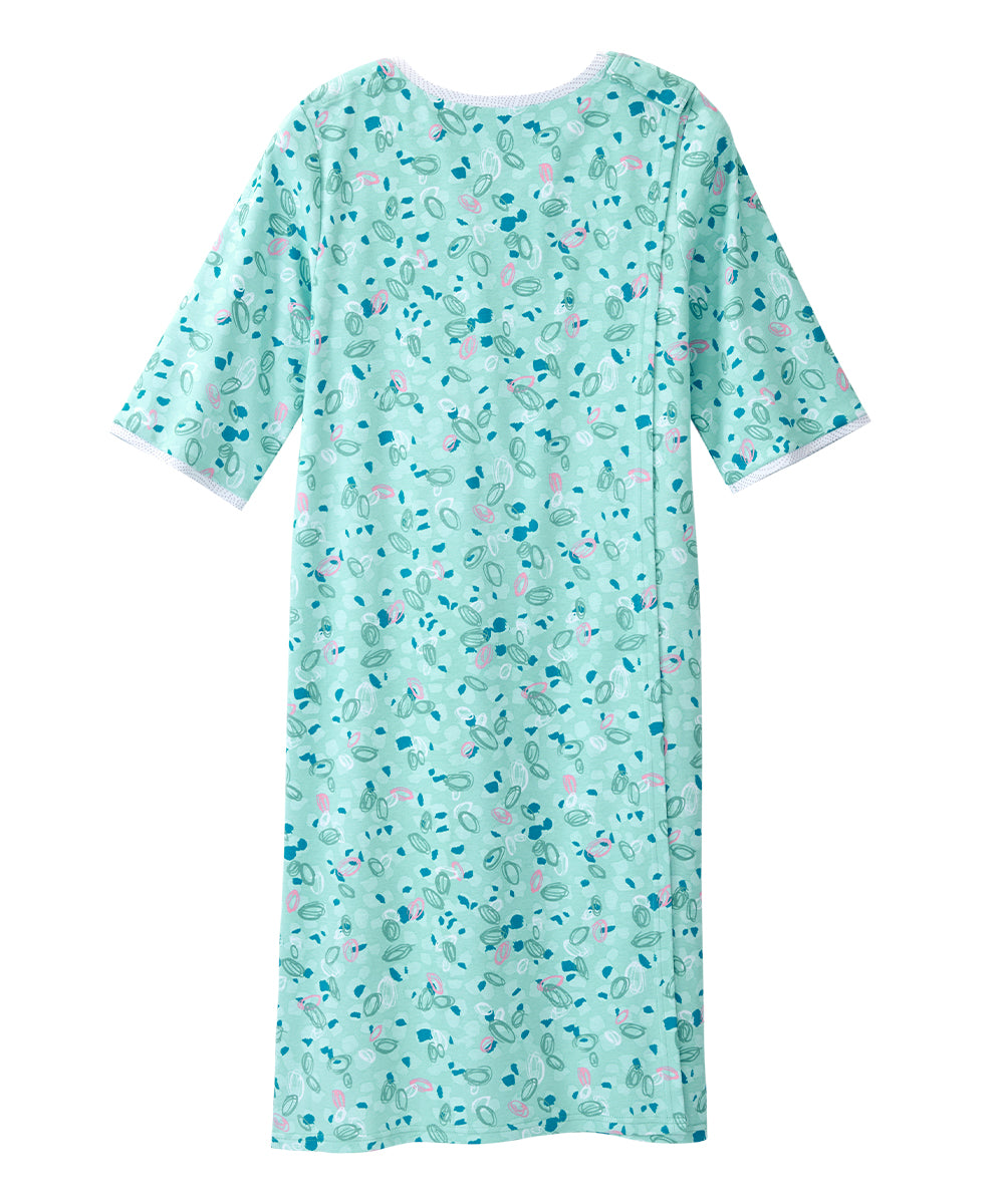 Open Back Knit Nightgown with Lace Trim