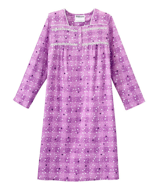 Women's No Peek Open Back Flannel Nightgown - Clearance