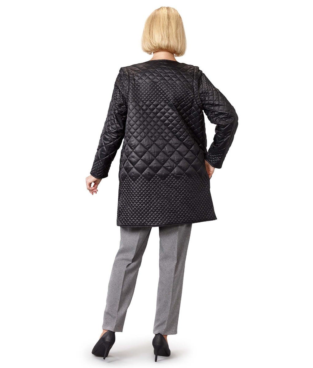Women's Self Dressing Reversible Quilted Jacket with Detachable Sleeves