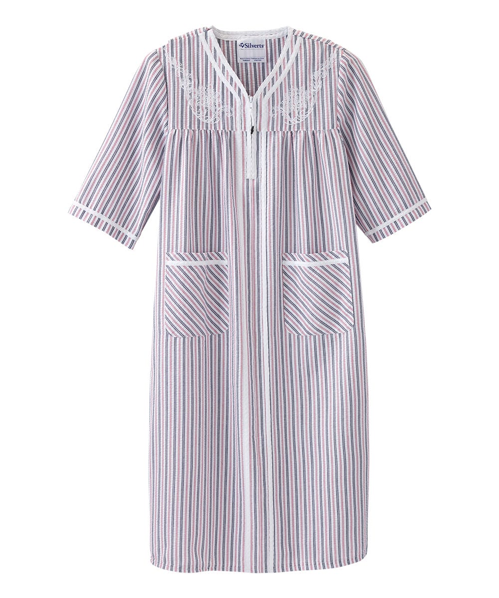 Women's Open Back Nightgown with Quarter-Zip