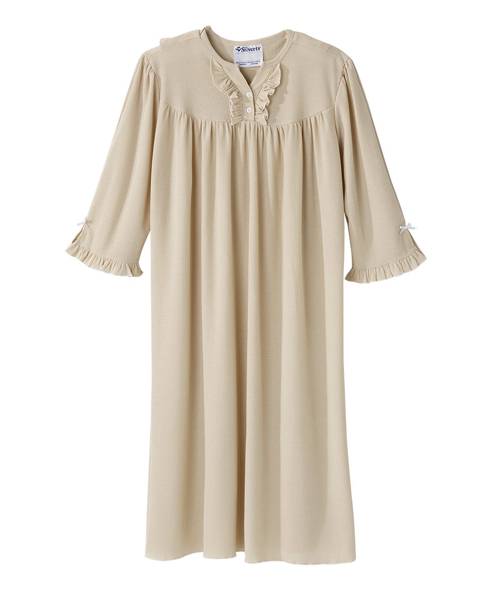 Women's Open Back Waffle Knit Nightgown