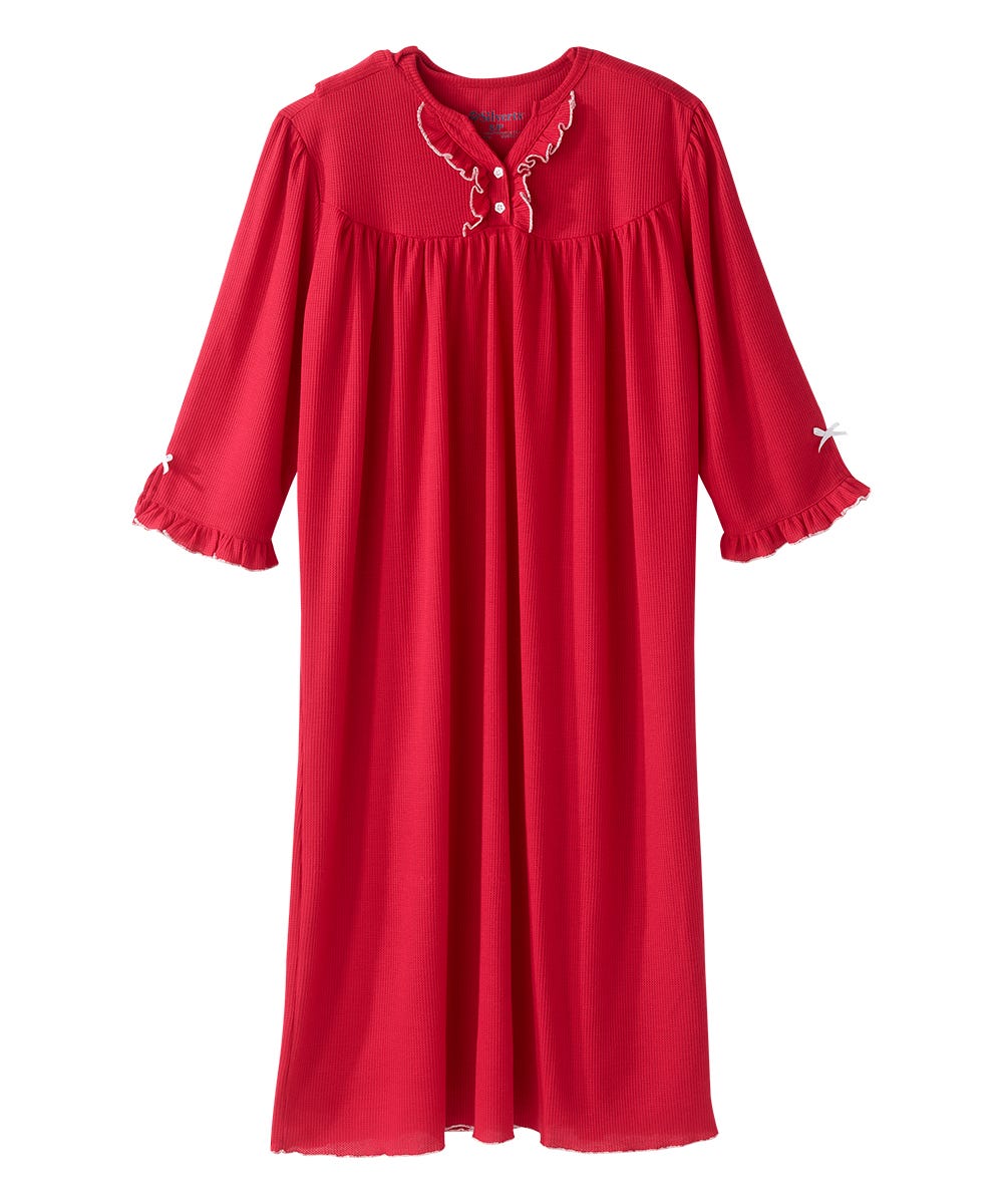 Women's Open Back Waffle Knit Nightgown