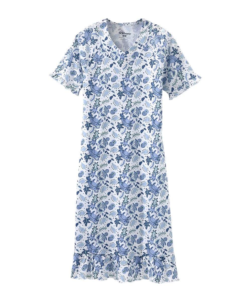 Women's Open Back Ruffle Hospital & Home Care Gown