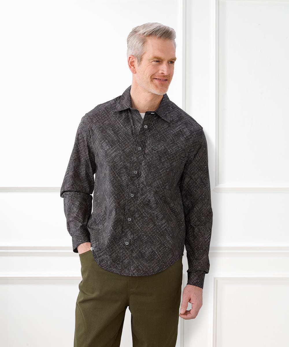 Men's Self Dressing Magnetic Buttons Dress Shirt