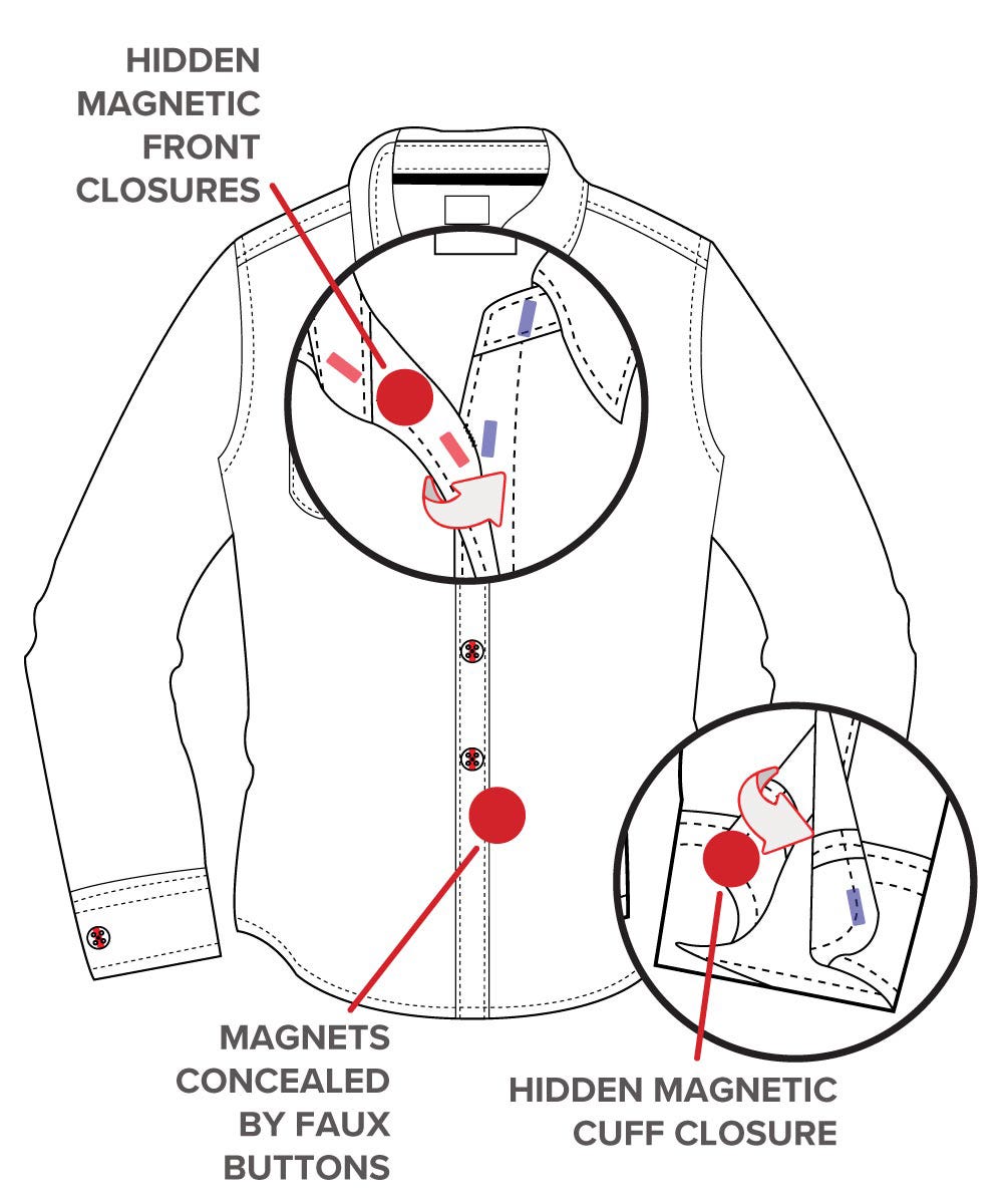 Men's Self Dressing Magnetic Buttons Dress Shirt